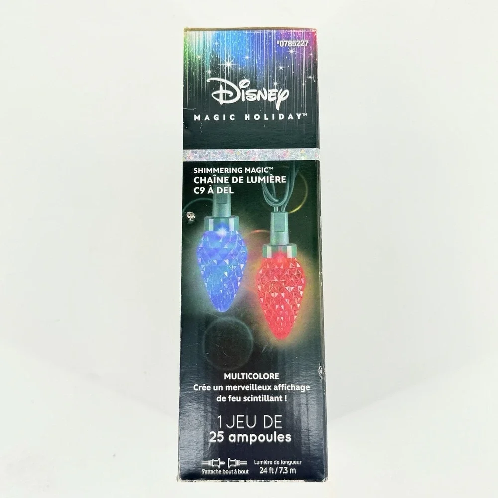 Disney Magic Holiday Shimmering LED C9 Light String 25 Multicolor Lights 24 Ft